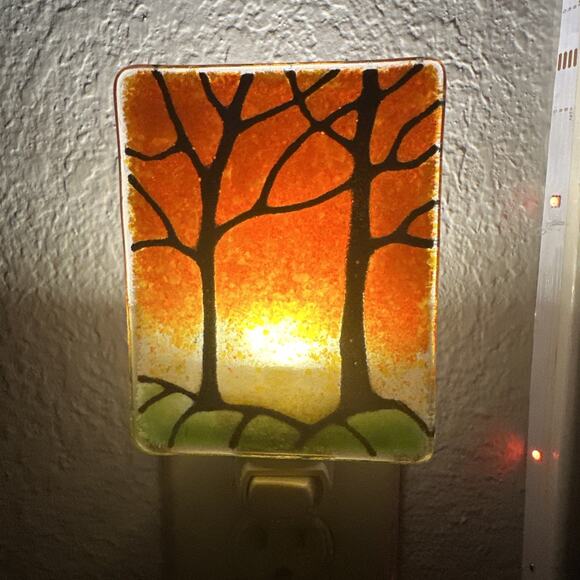 Lot Of 2 Fused Glass Tree Night Lights - Picture 5 of 6